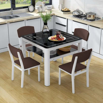 Modern Black and White Square Metal Stool — White / 2 Piece Set / Soft Case Not Included