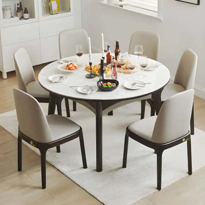 Modern White Stone Foldable Square Dining Table