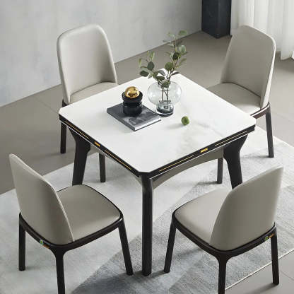 Modern White Stone Foldable Square Dining Table