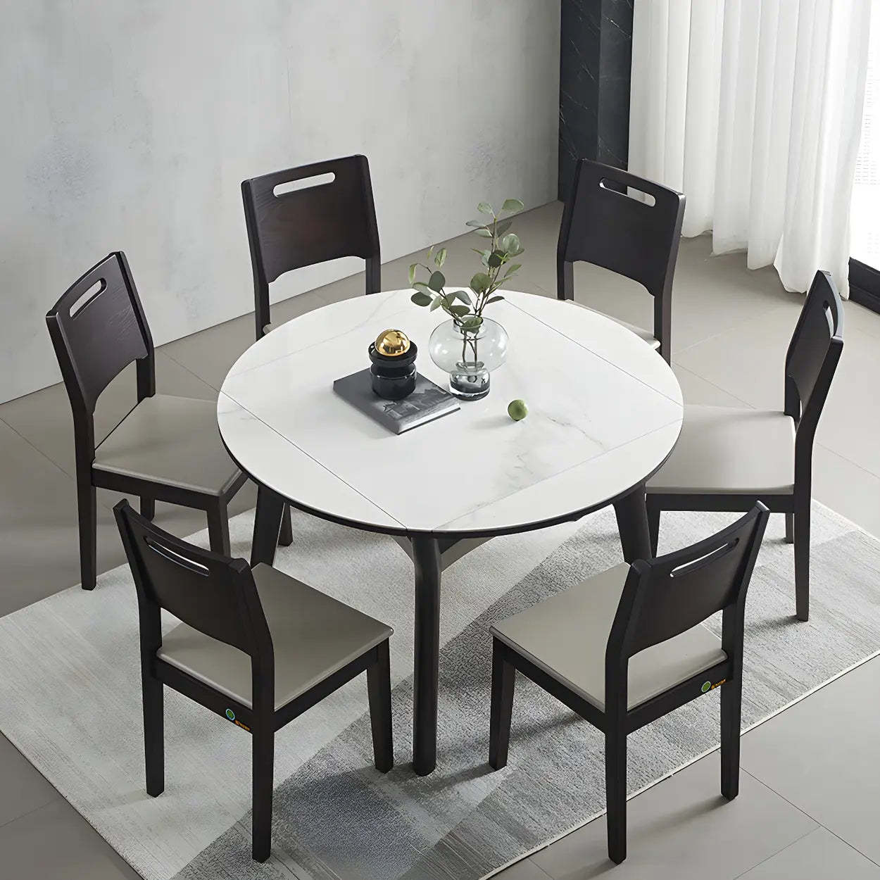 Modern White Stone Foldable Square Dining Table