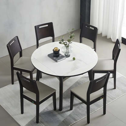 Modern White Stone Foldable Square Dining Table
