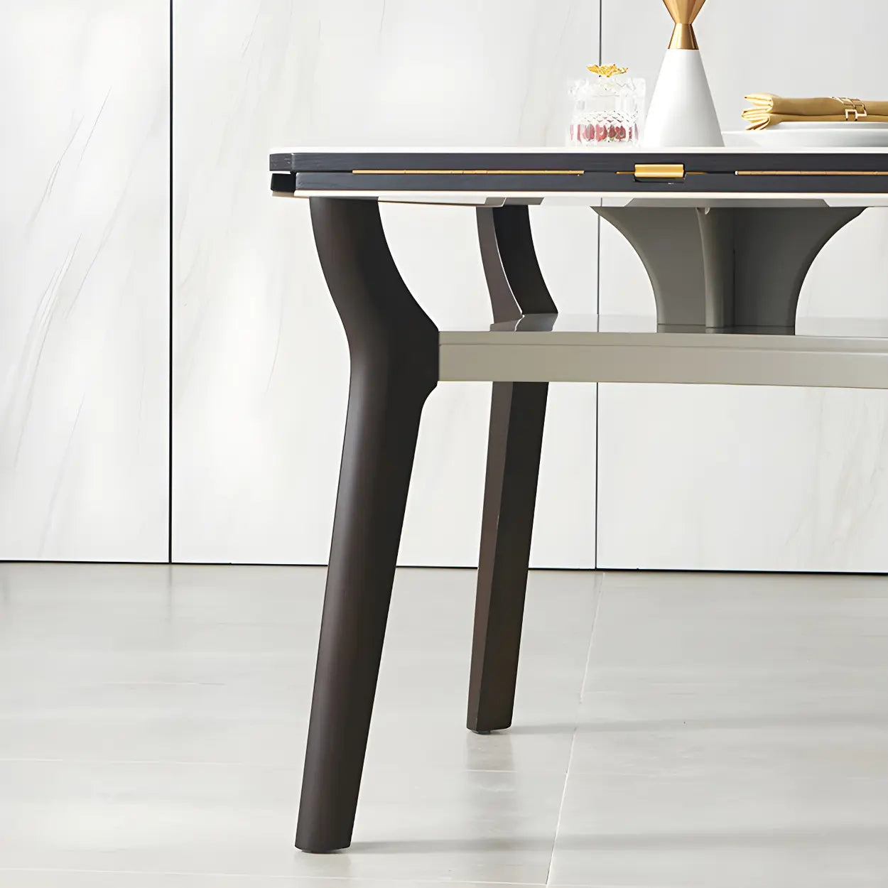 Modern White Stone Foldable Square Dining Table