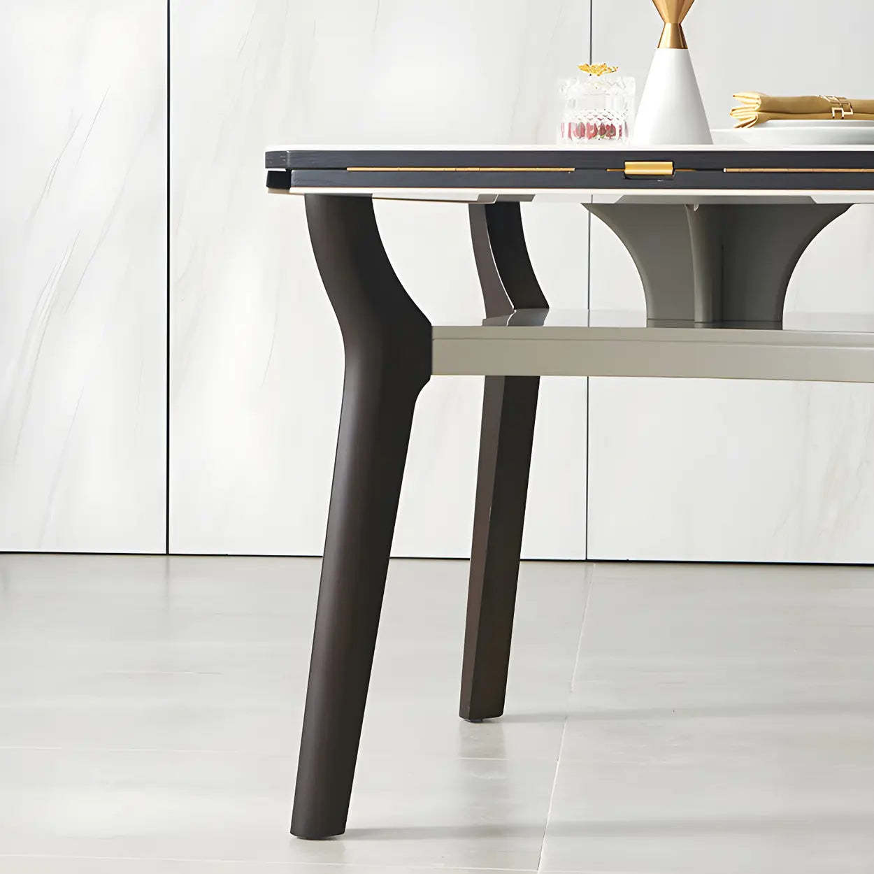 Modern White Stone Foldable Square Dining Table
