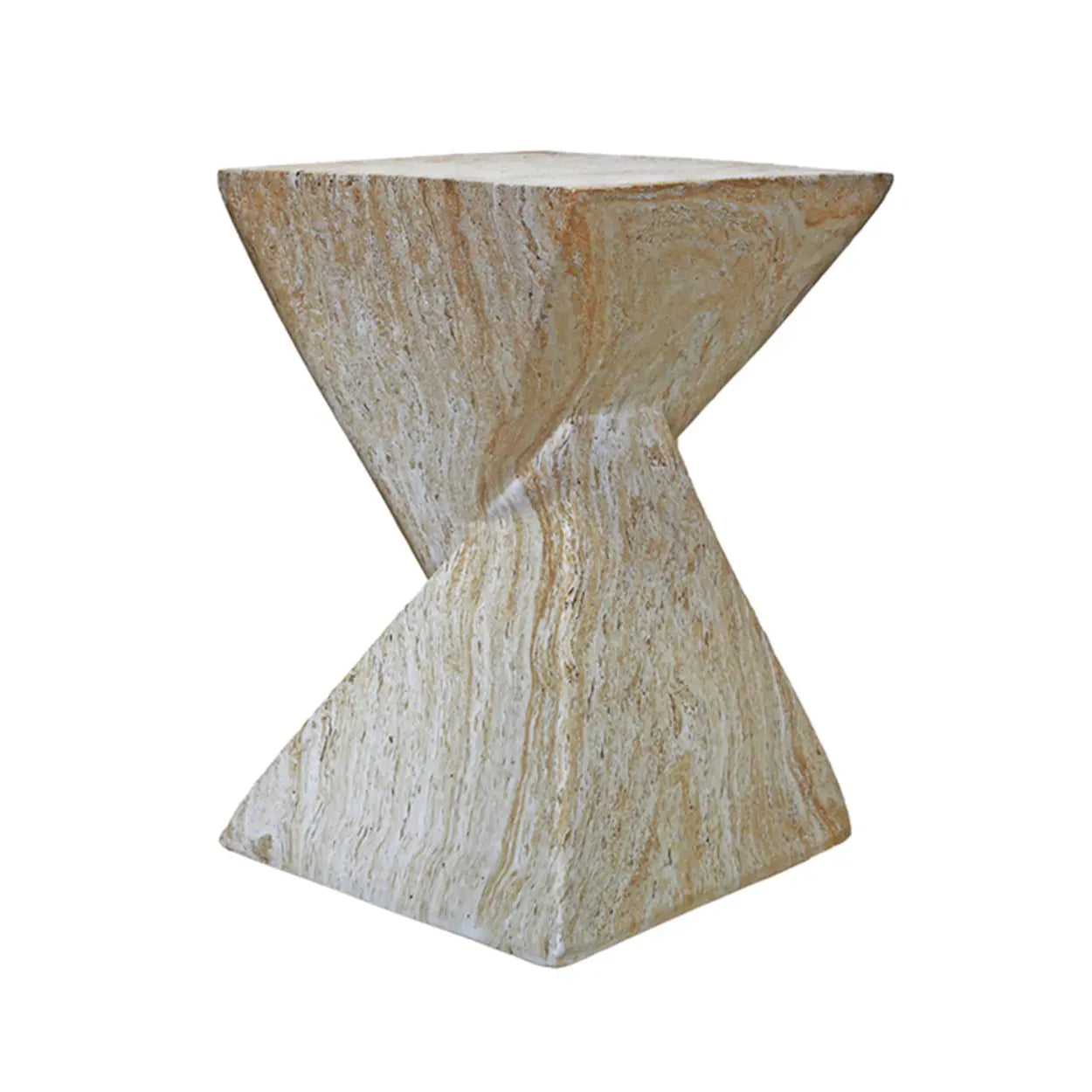 Modern Square Stone Twisted Block Side Table