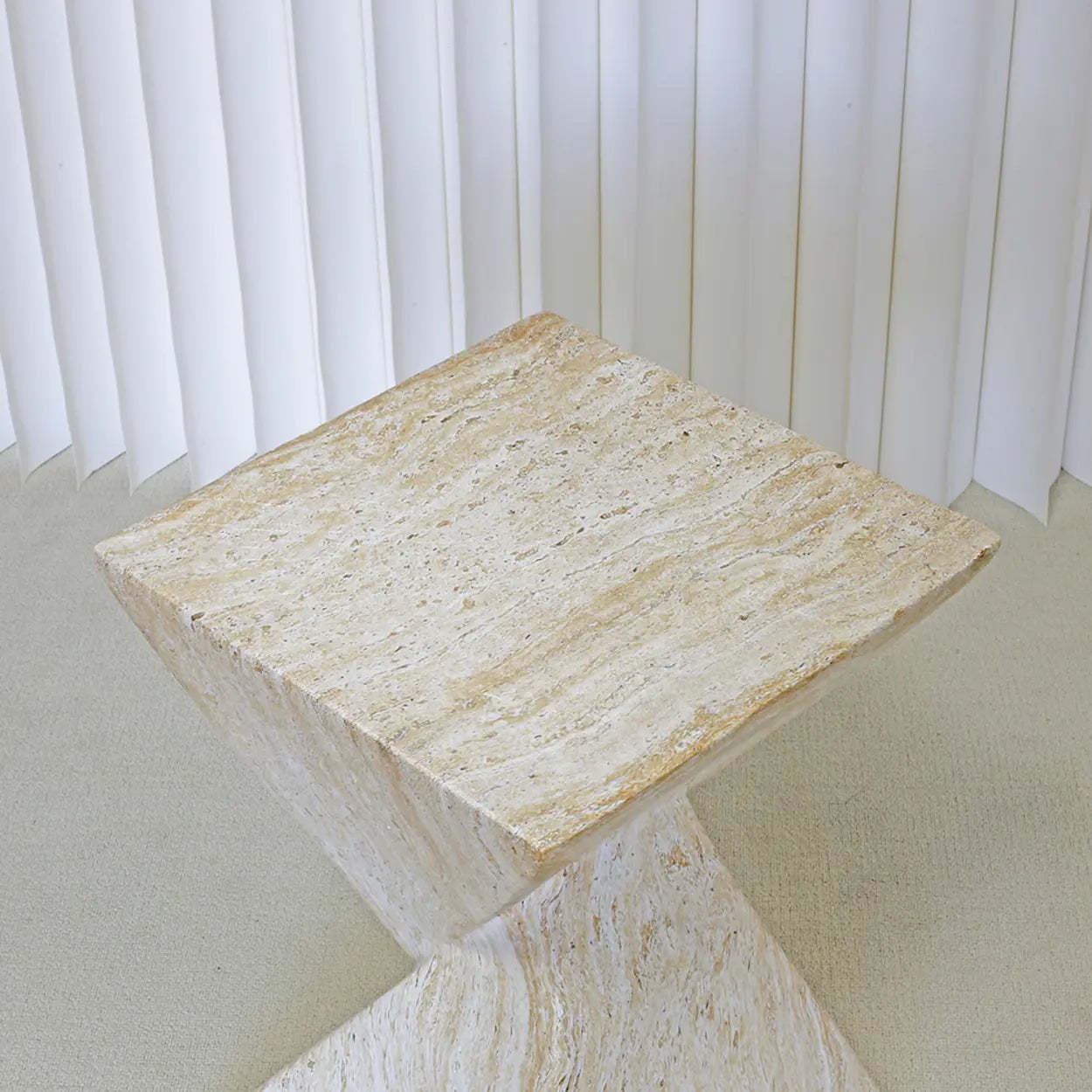 Modern Square Stone Twisted Block Side Table