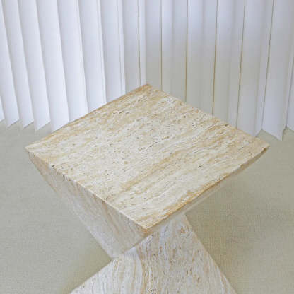 Modern Square Stone Twisted Block Side Table