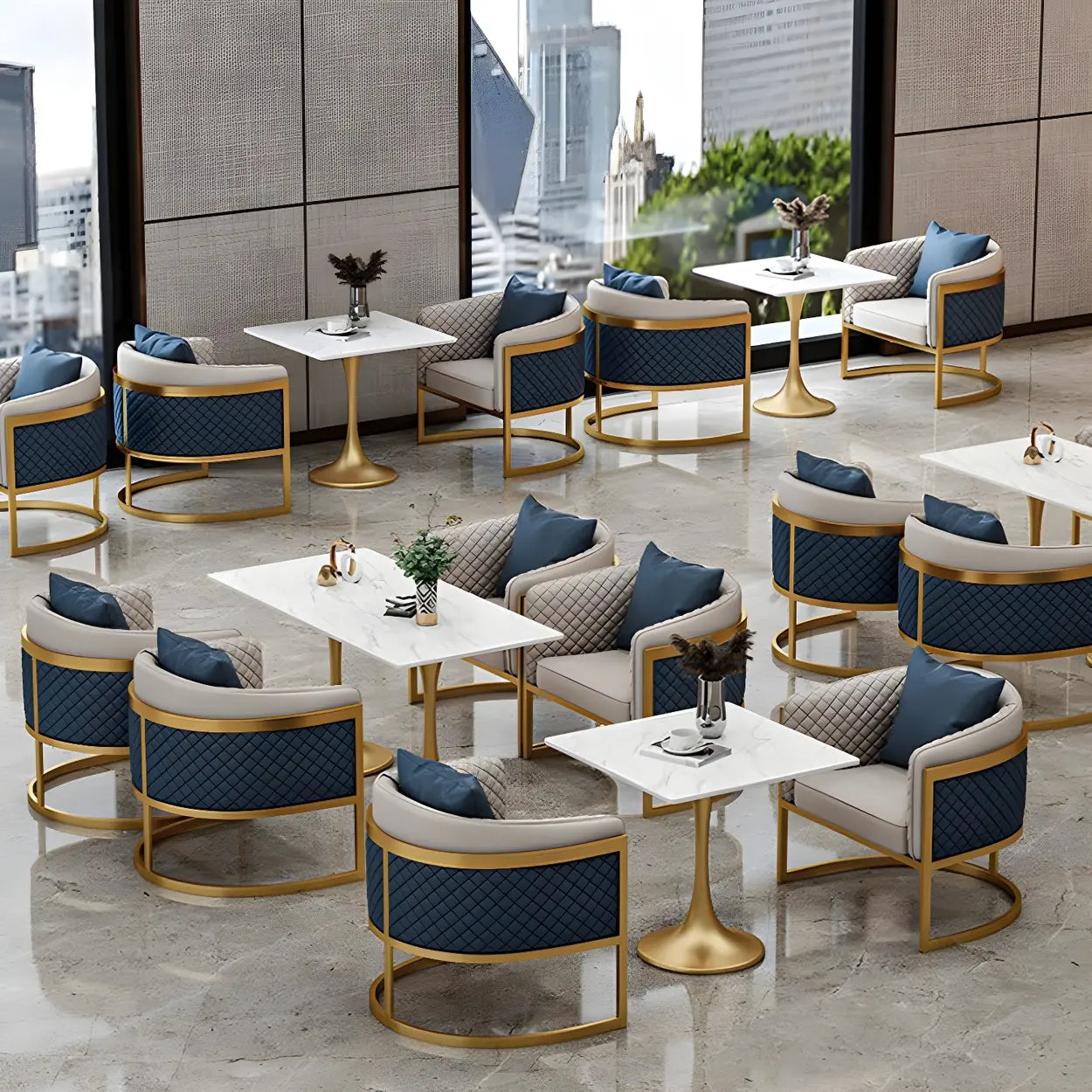 Modern Square Stone White Dining Table