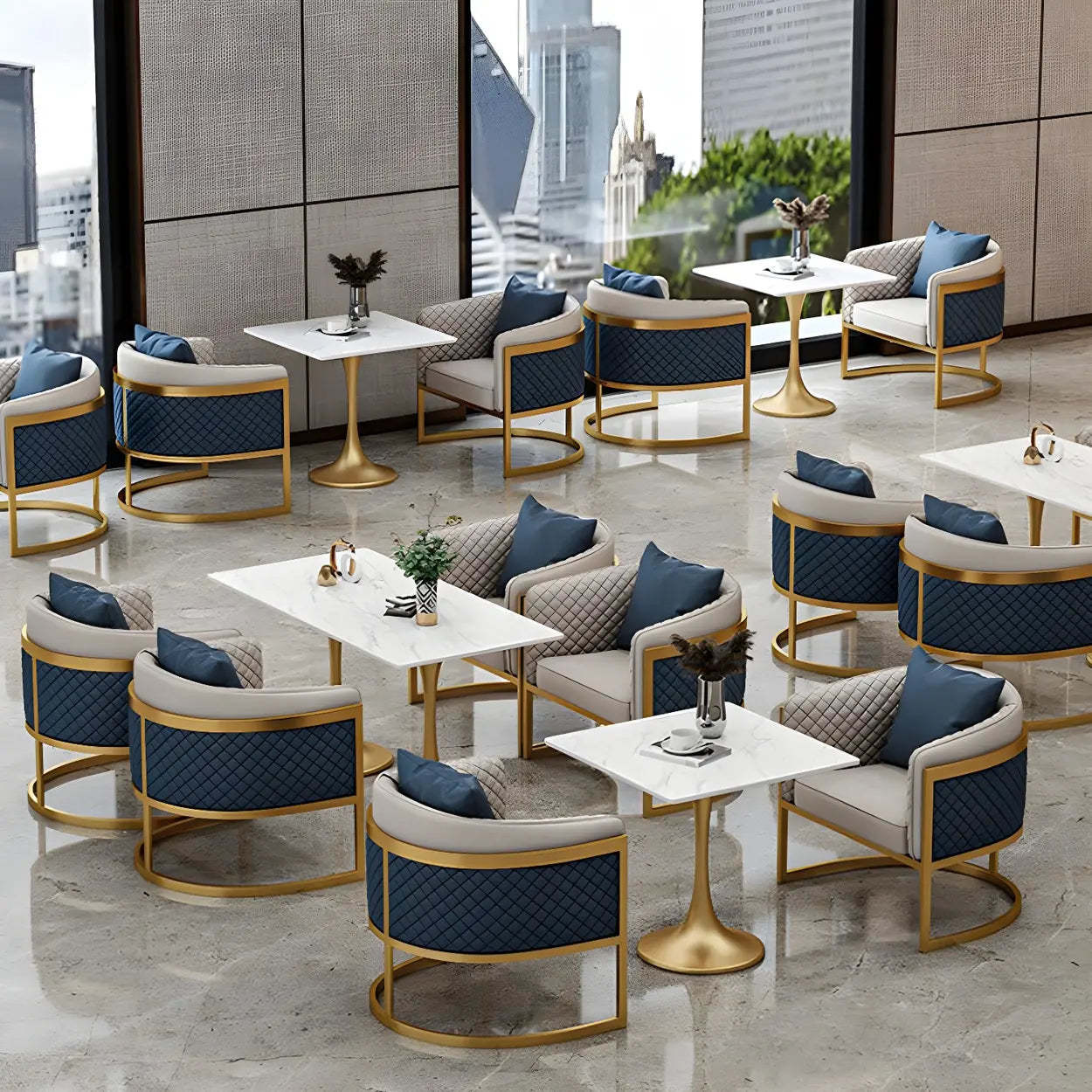 Modern Square Stone White Dining Table — Table Only