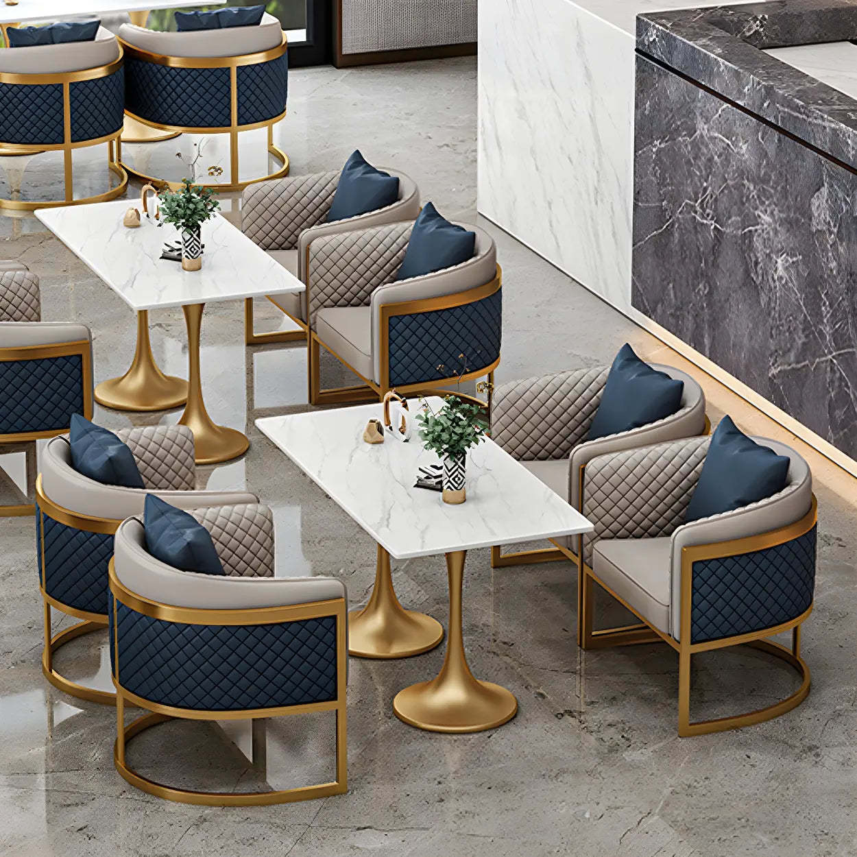 Modern Square Stone White Dining Table