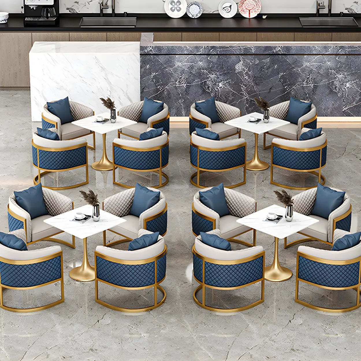 Modern Square Stone White Dining Table