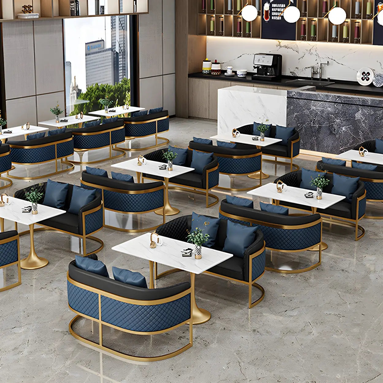 Modern Square Stone White Dining Table