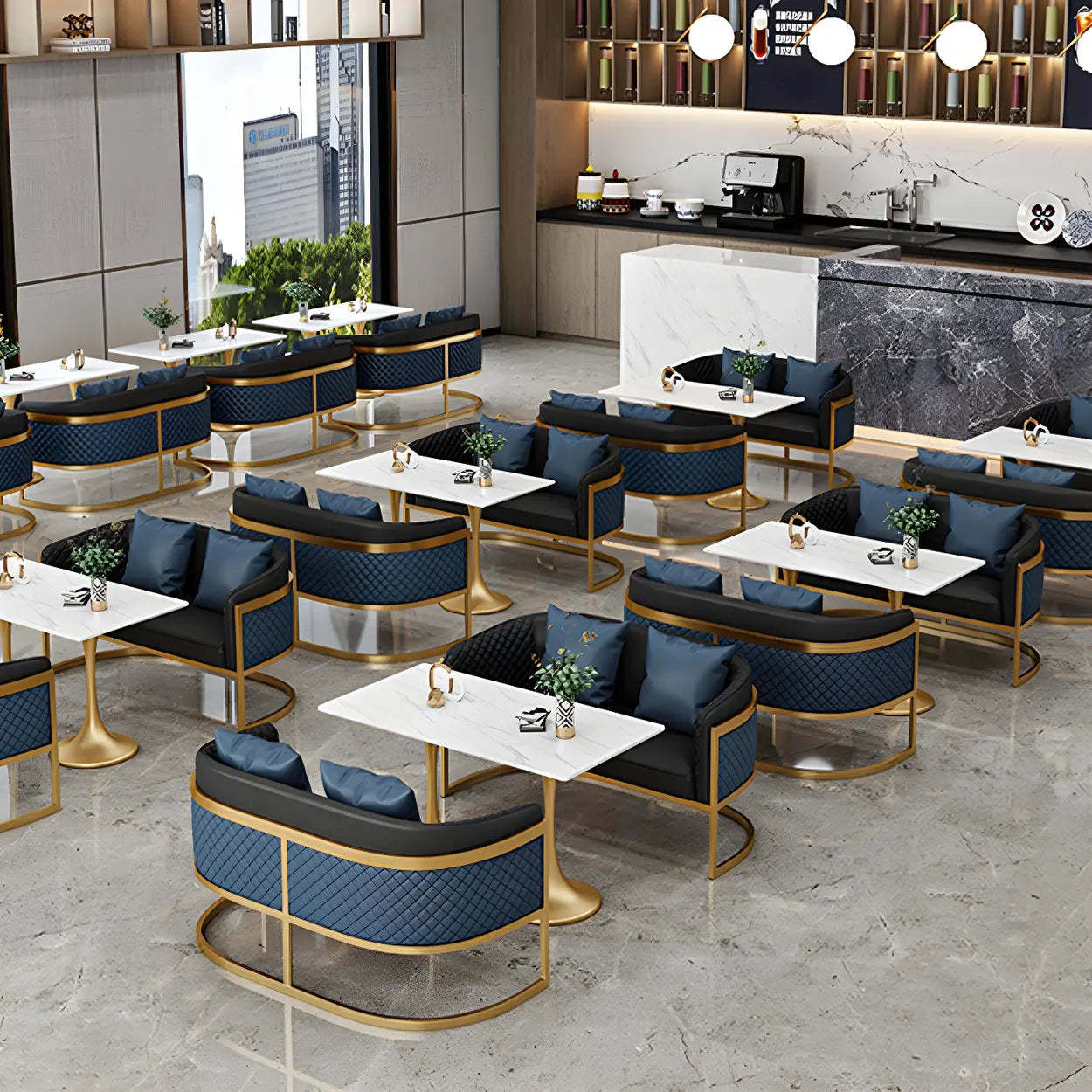 Modern Square Stone White Dining Table