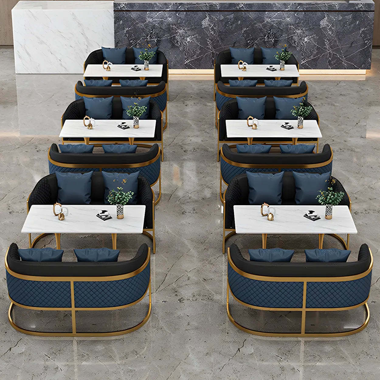 Modern Square Stone White Dining Table