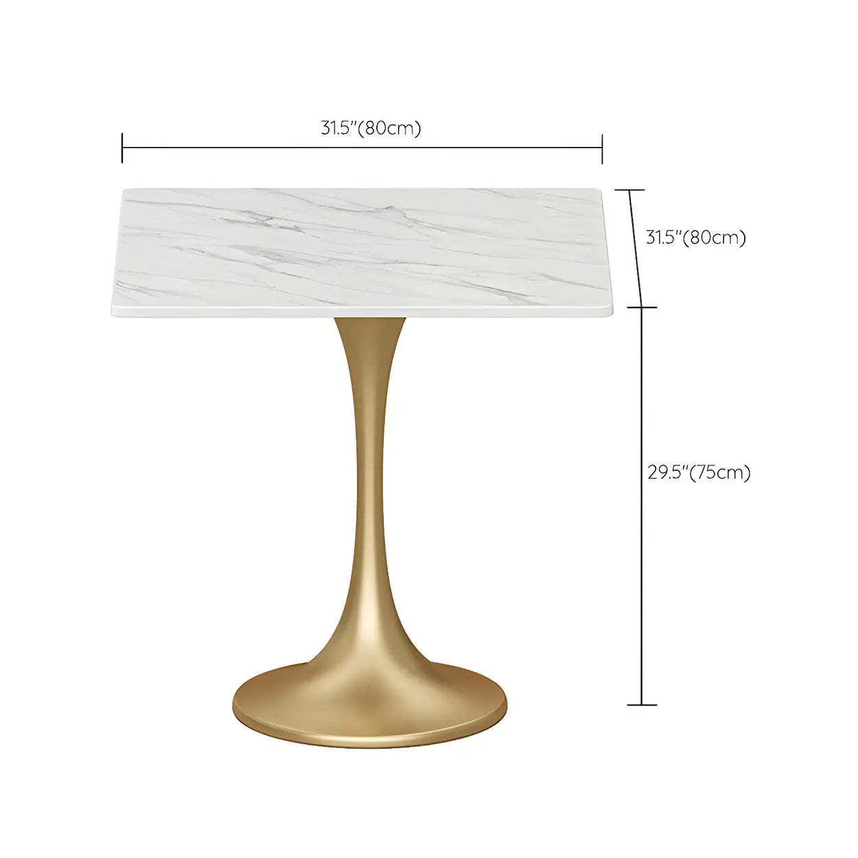 Modern Square Stone White Dining Table
