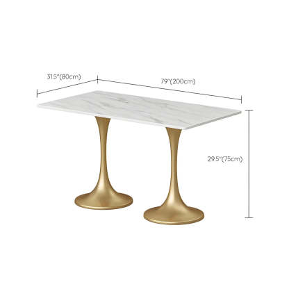 Modern Square Stone White Dining Table