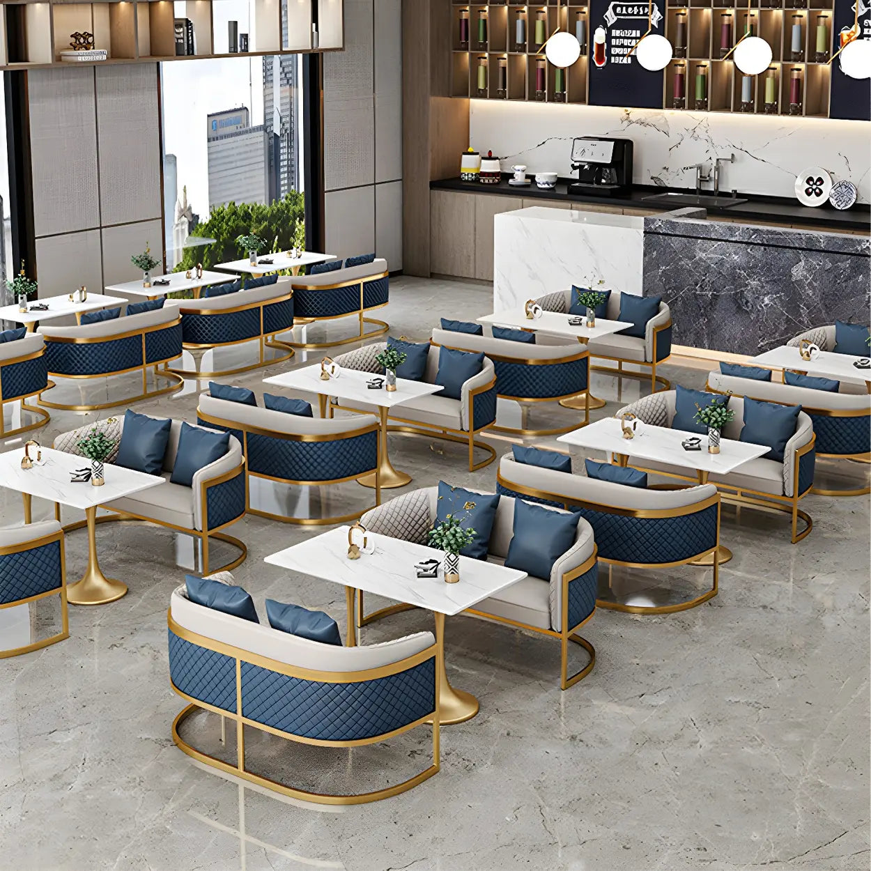 Modern Square Stone White Dining Table — Table Only
