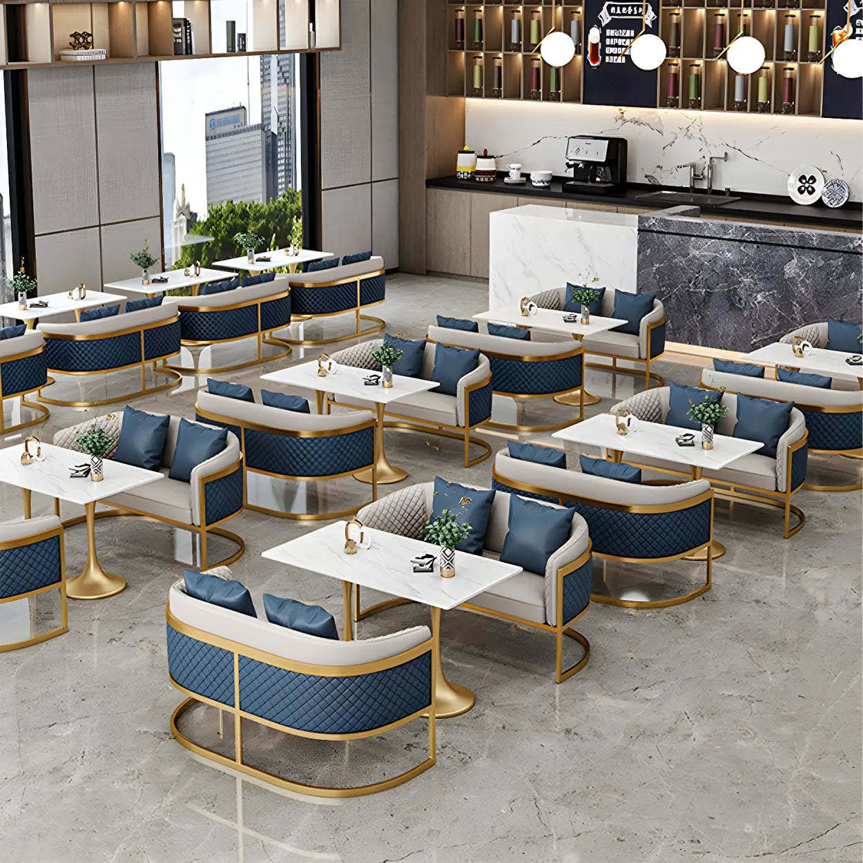 Modern Square Stone White Dining Table — Table Only