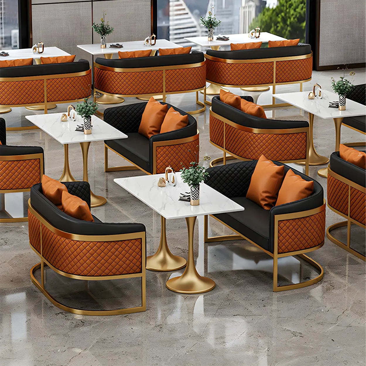 Modern Square Stone White Dining Table — Table Only