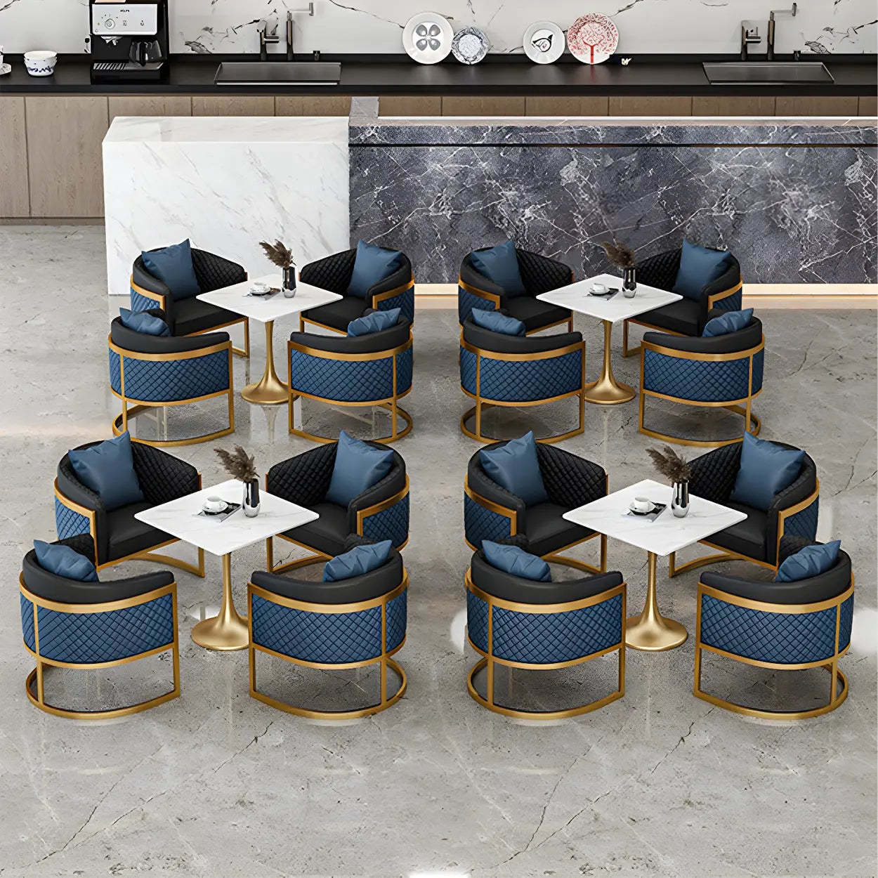 Modern Square Stone White Dining Table — Table Only