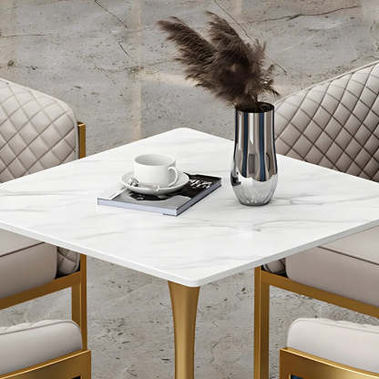 Modern Square Stone White Dining Table — Table Only