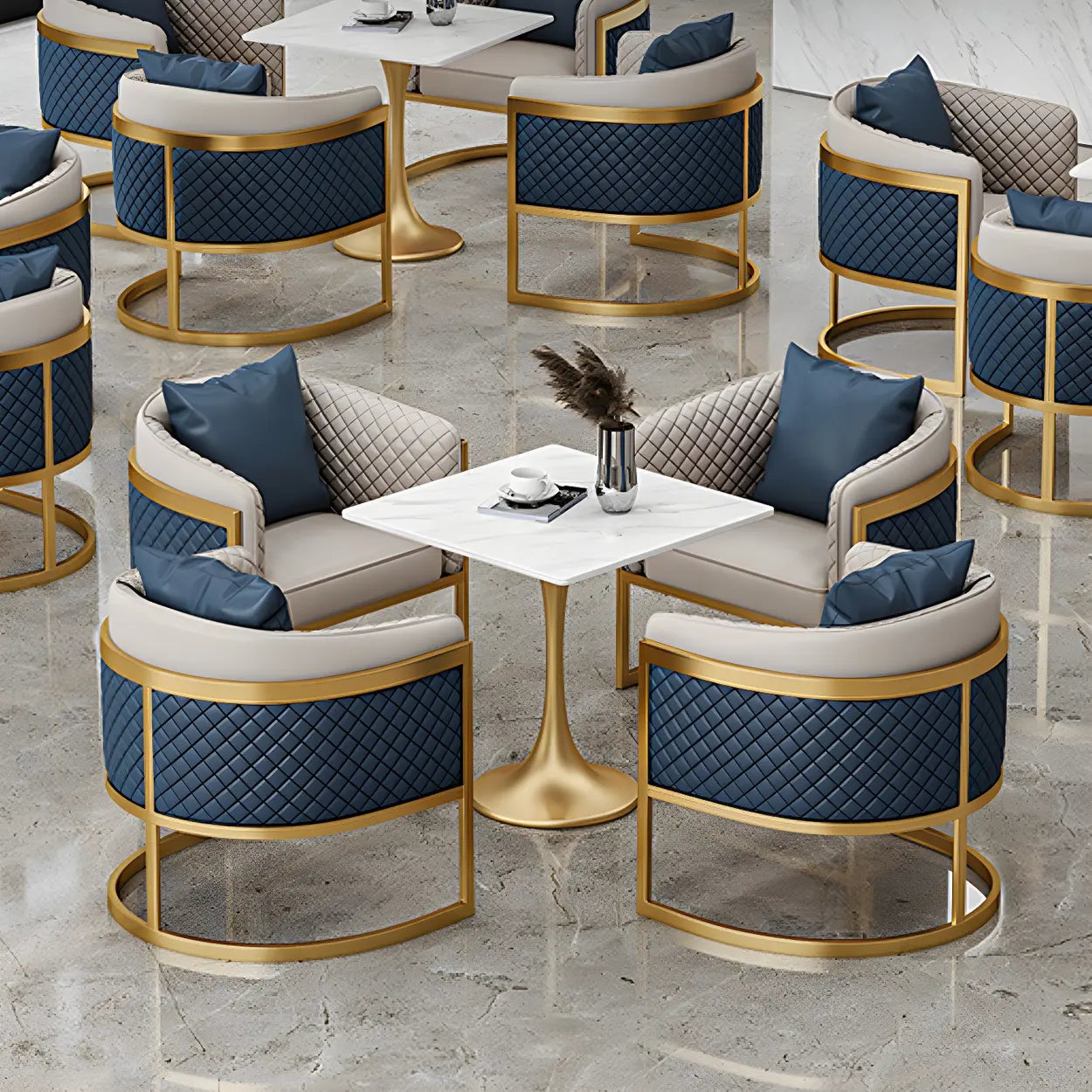 Modern Square Stone White Dining Table