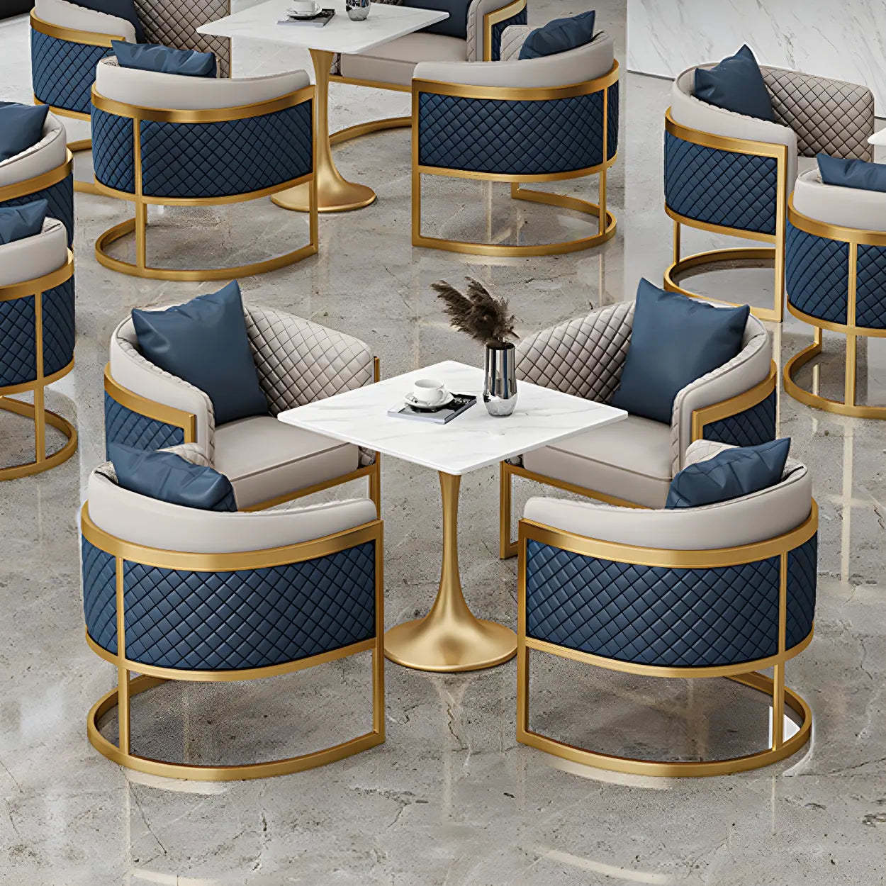 Modern Square Stone White Dining Table