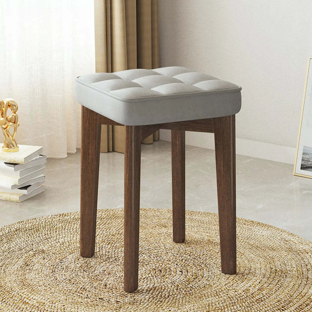Modern square upholstered office chairs in wood — Faux Leather / Gray