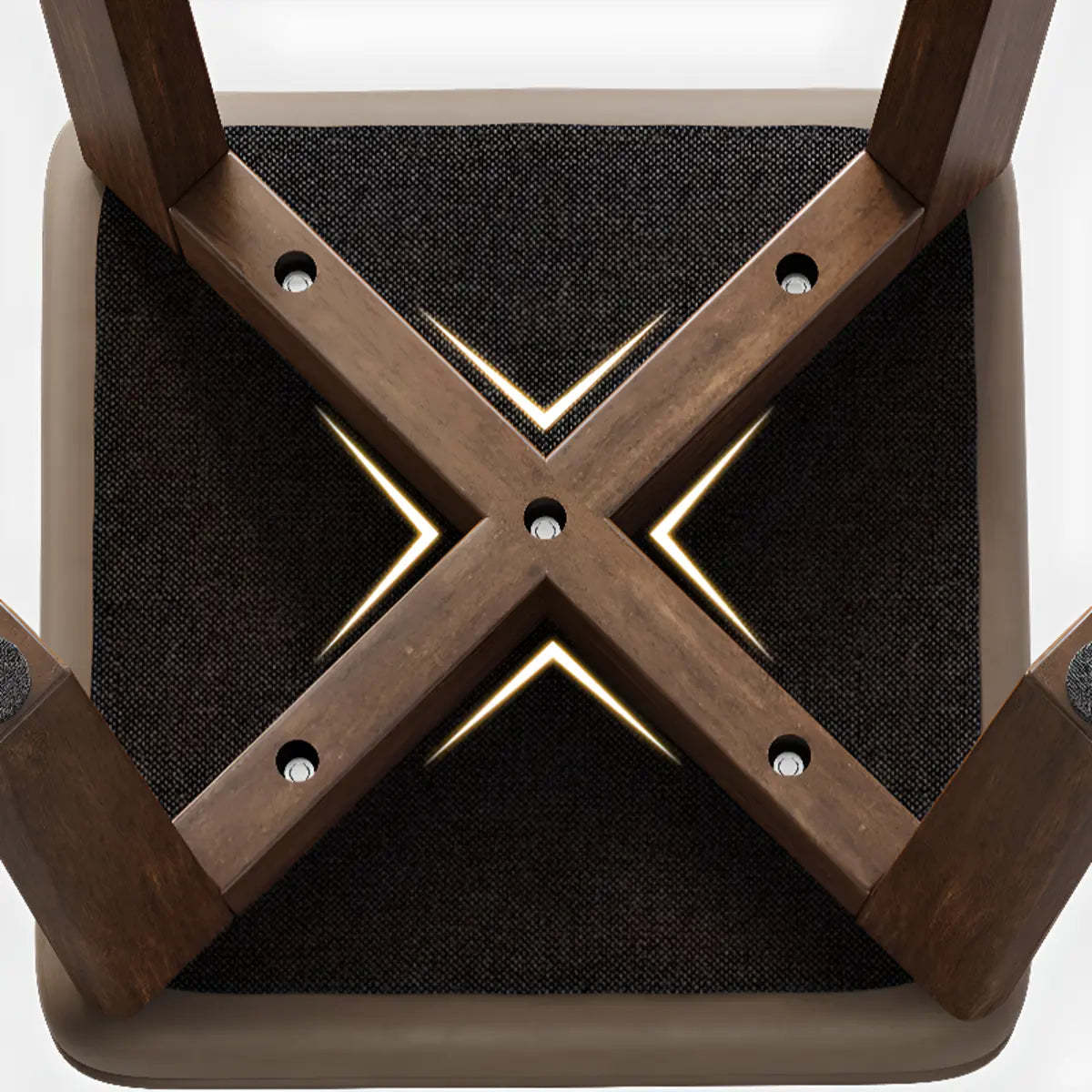 Modern Square Wood Beige Upholstered Stool — Gray / Oil Wax Leather