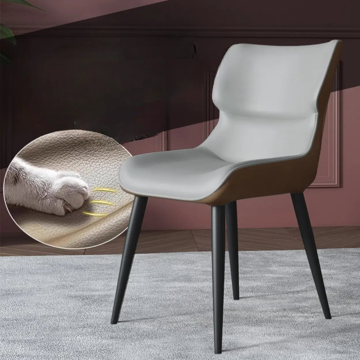 Modern Stain-Resistant Leather Dining Chair — Orange