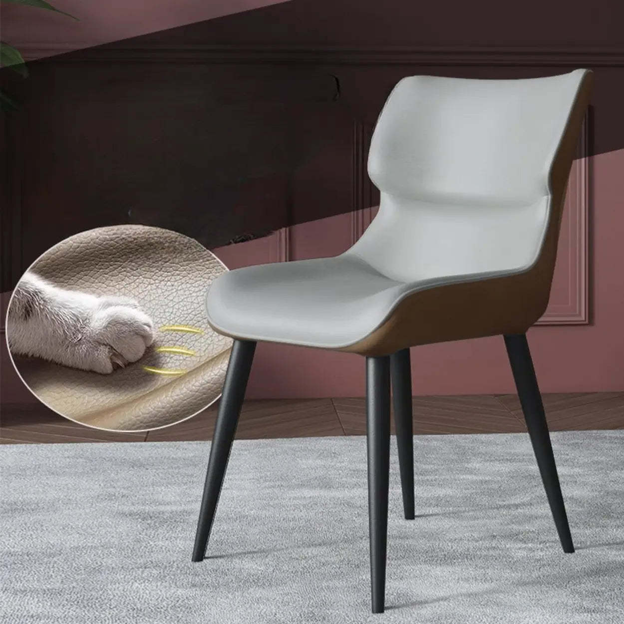 Modern Stain-Resistant Leather Dining Chair — Orange