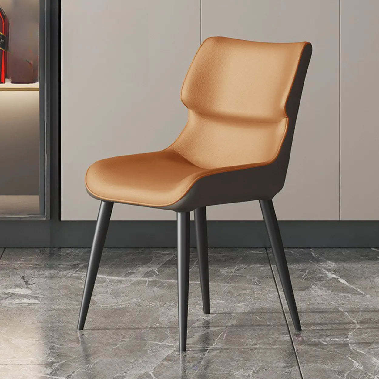 Modern Stain-Resistant Leather Dining Chair — Blackish Green