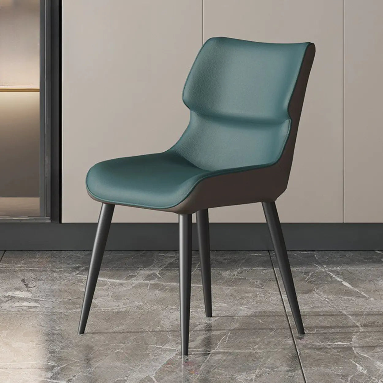Modern Stain-Resistant Leather Dining Chair — Cream Gray