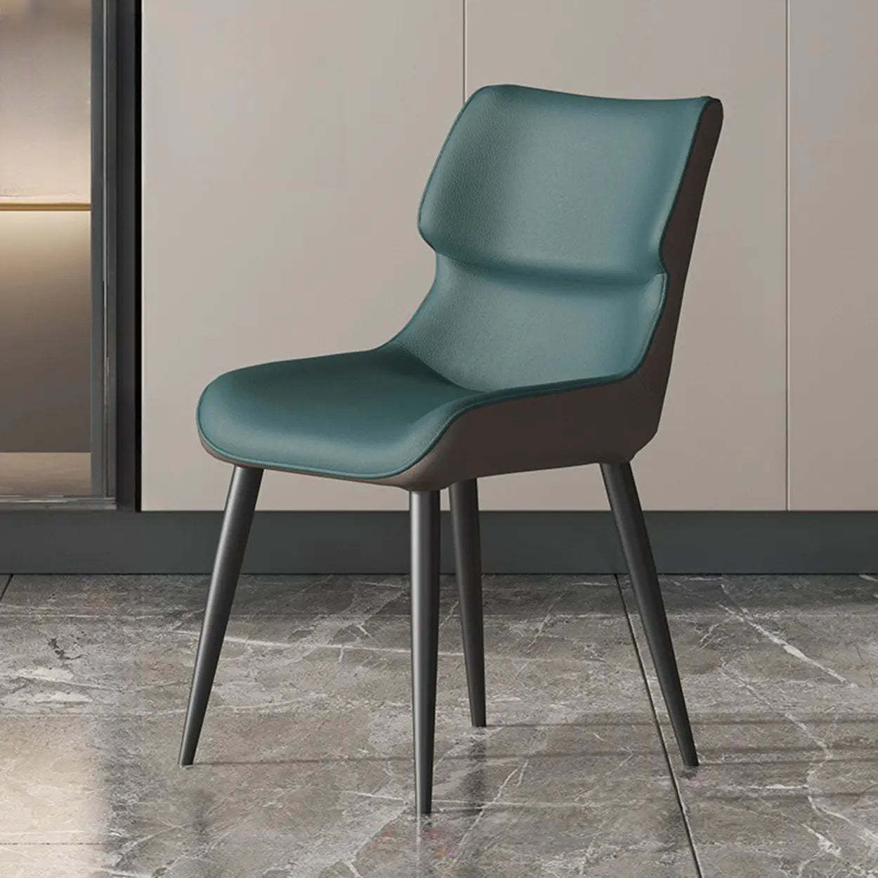Modern Stain-Resistant Leather Dining Chair — Cream Gray