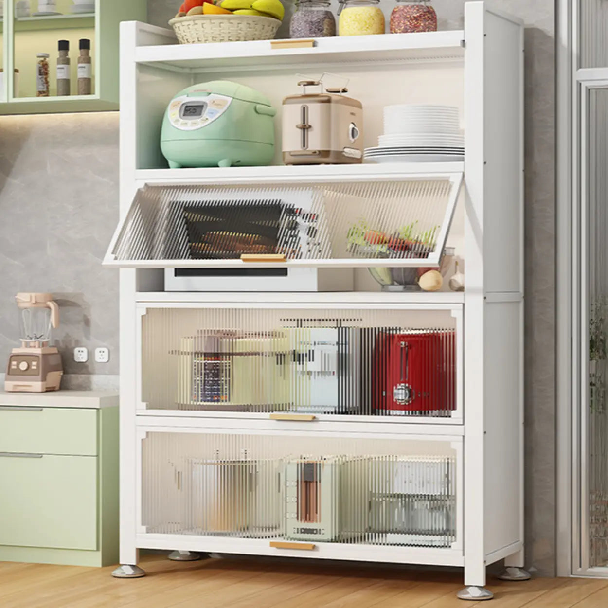 Modern Steel Vertical White Bookcase — White