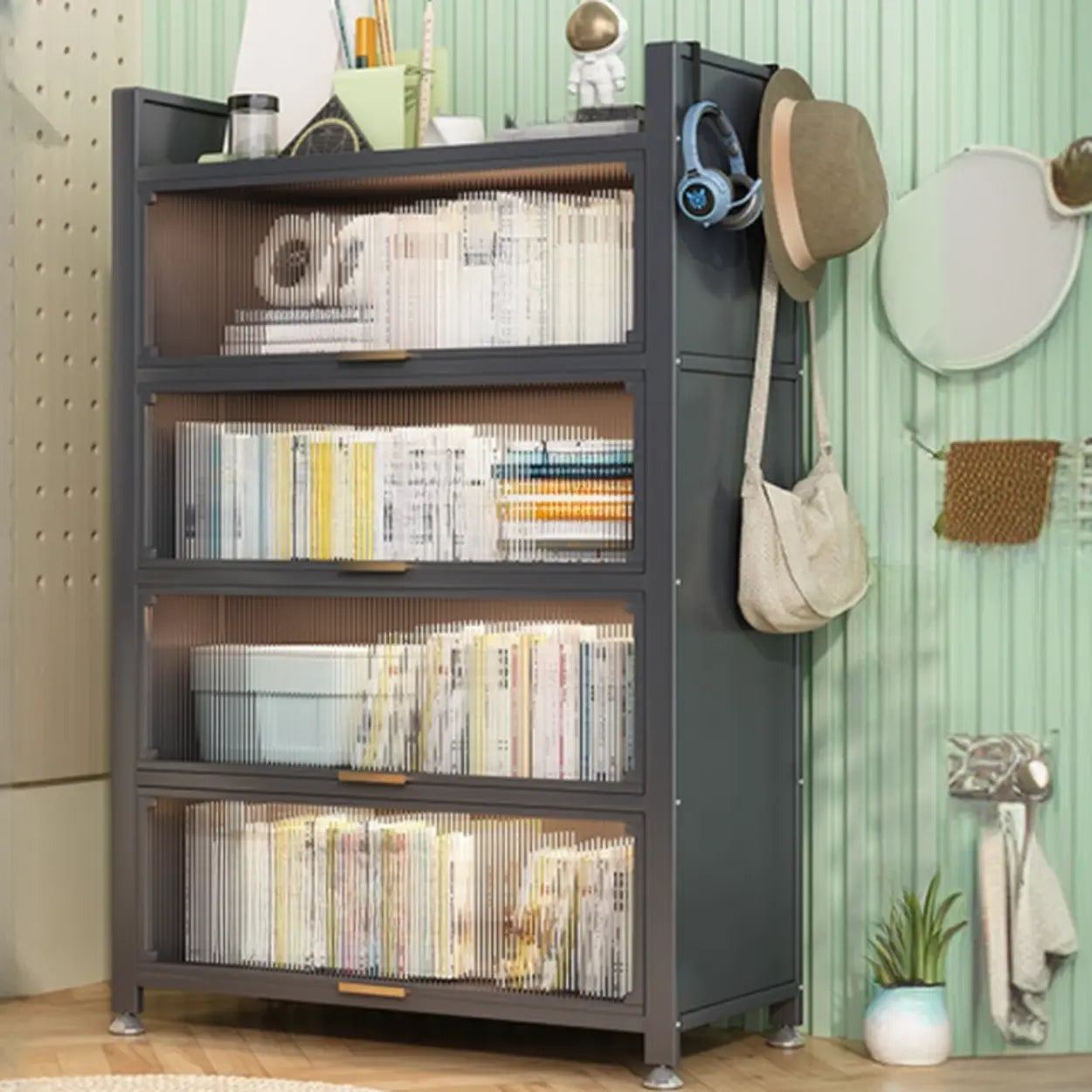 Modern Steel Vertical White Bookcase