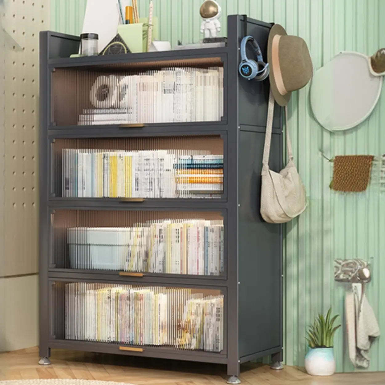 Modern Steel Vertical White Bookcase