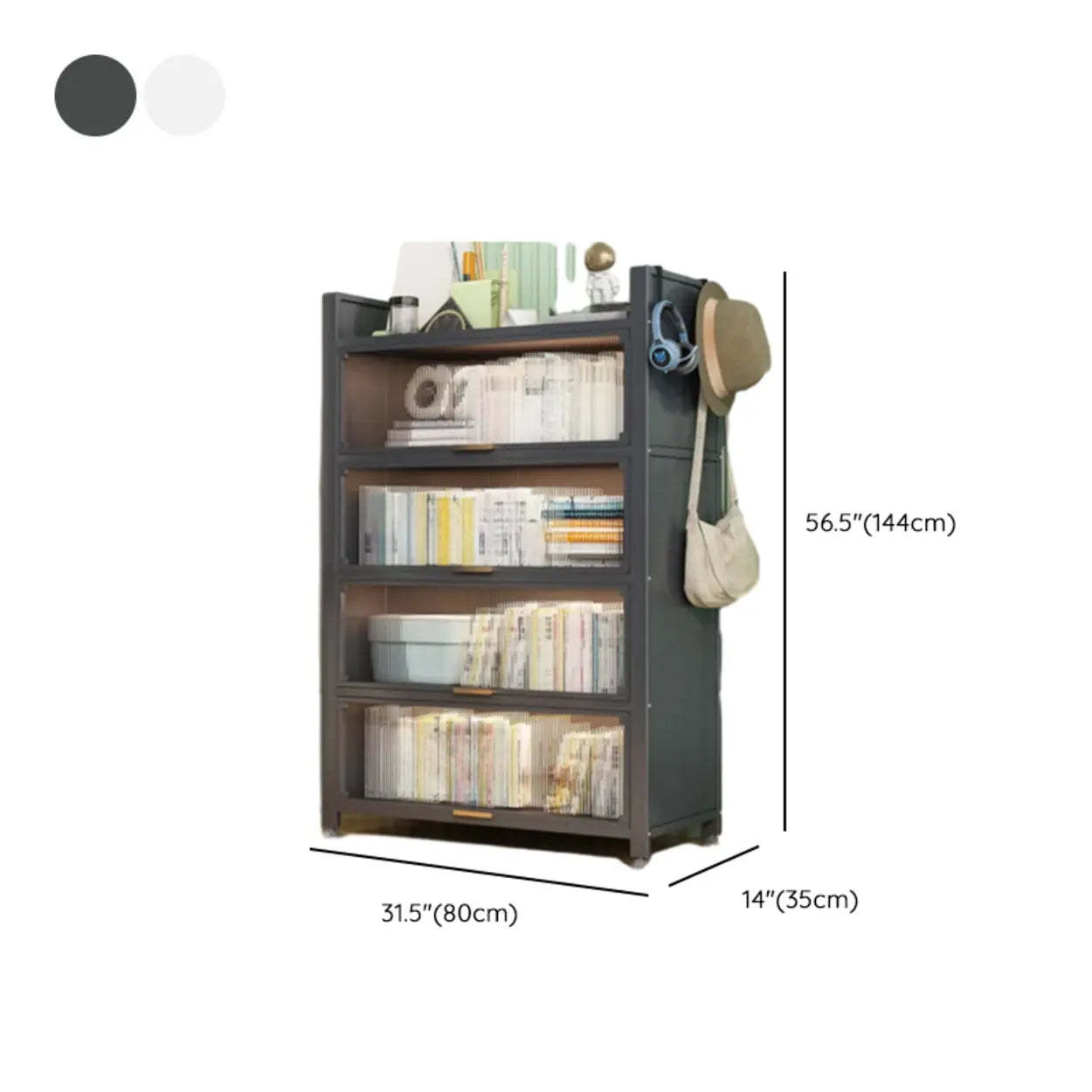 Modern Steel Vertical White Bookcase