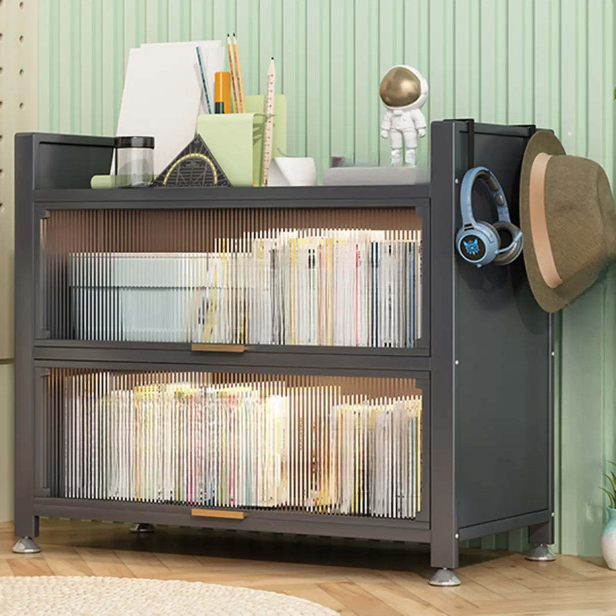Modern Steel Vertical White Bookcase — White