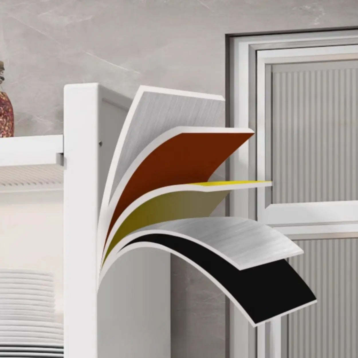 Modern Steel Vertical White Bookcase — Grey