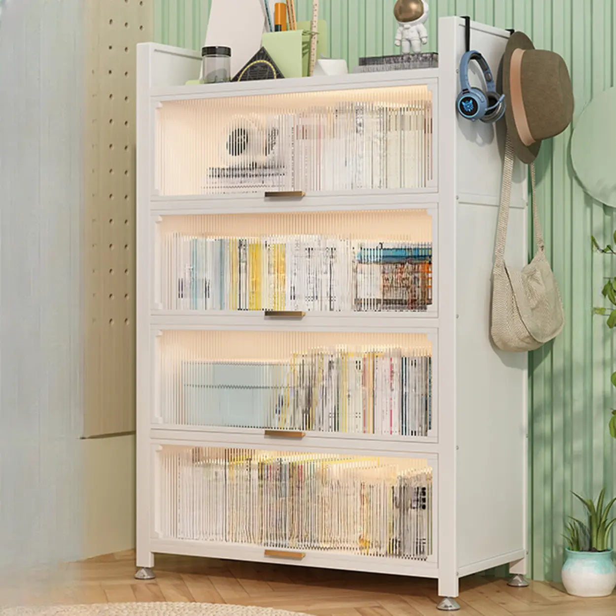 Modern Steel Vertical White Bookcase