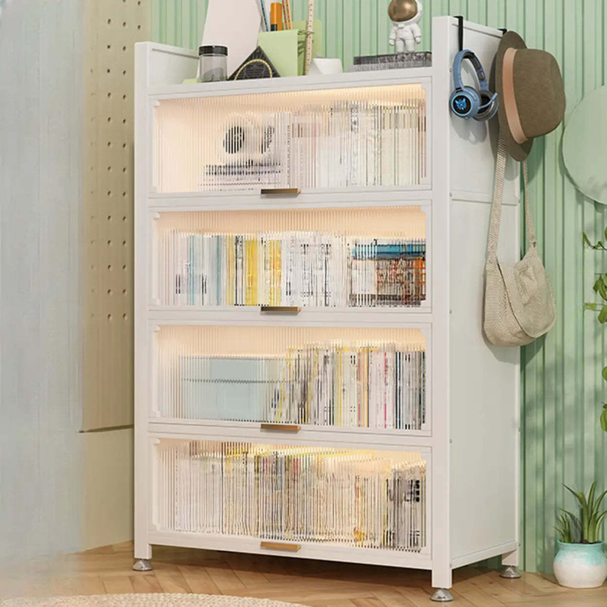 Modern Steel Vertical White Bookcase