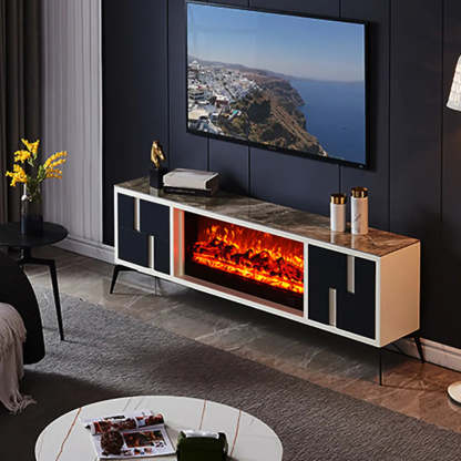 Modern Stone TV Stand with Fireplace