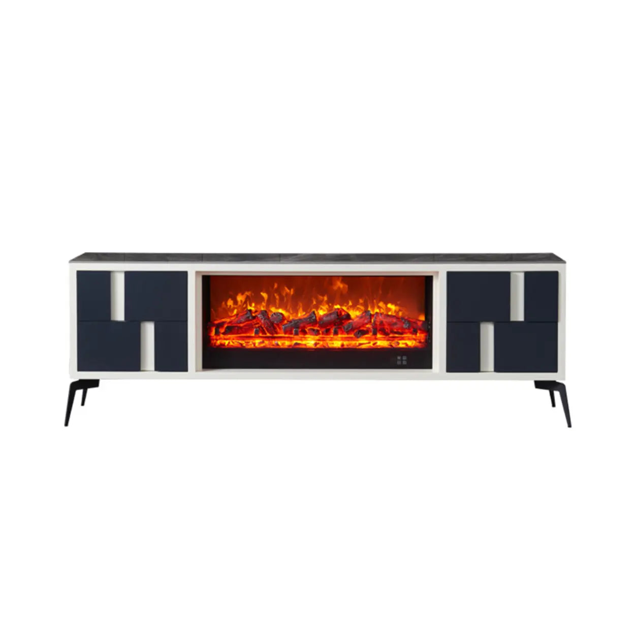 Modern Stone TV Stand with Fireplace