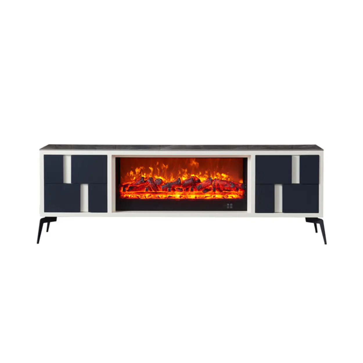 Modern Stone TV Stand with Fireplace