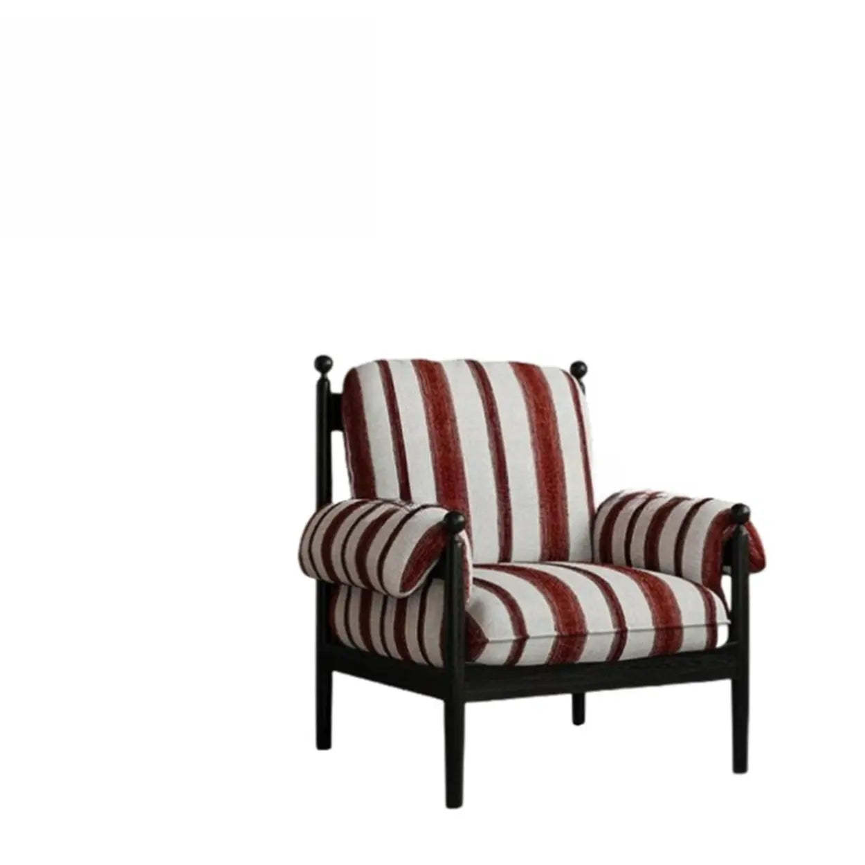 Modern Striped Brown Armrest Chair with Slipcover — Brick Red