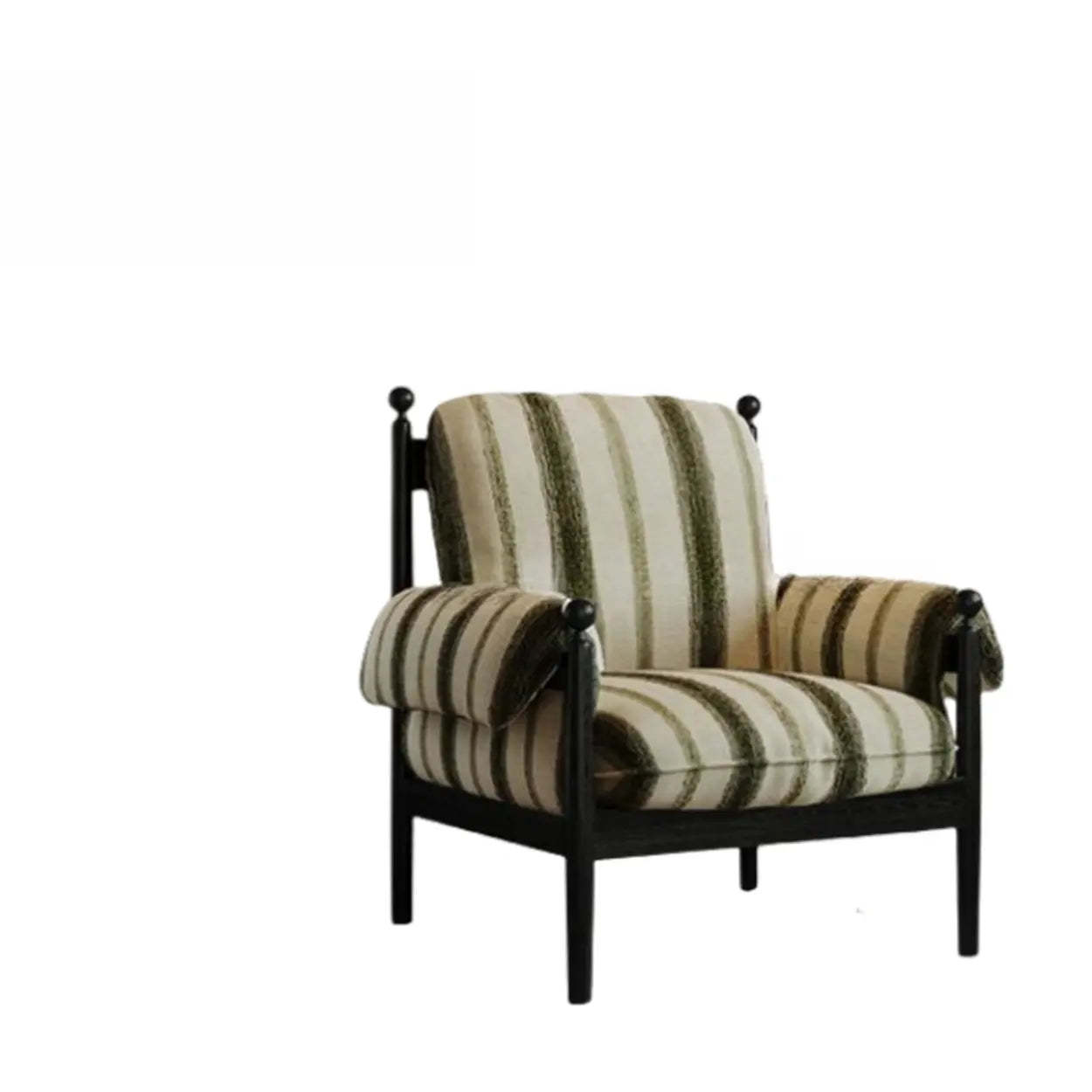 Modern Striped Brown Armrest Chair with Slipcover — Green