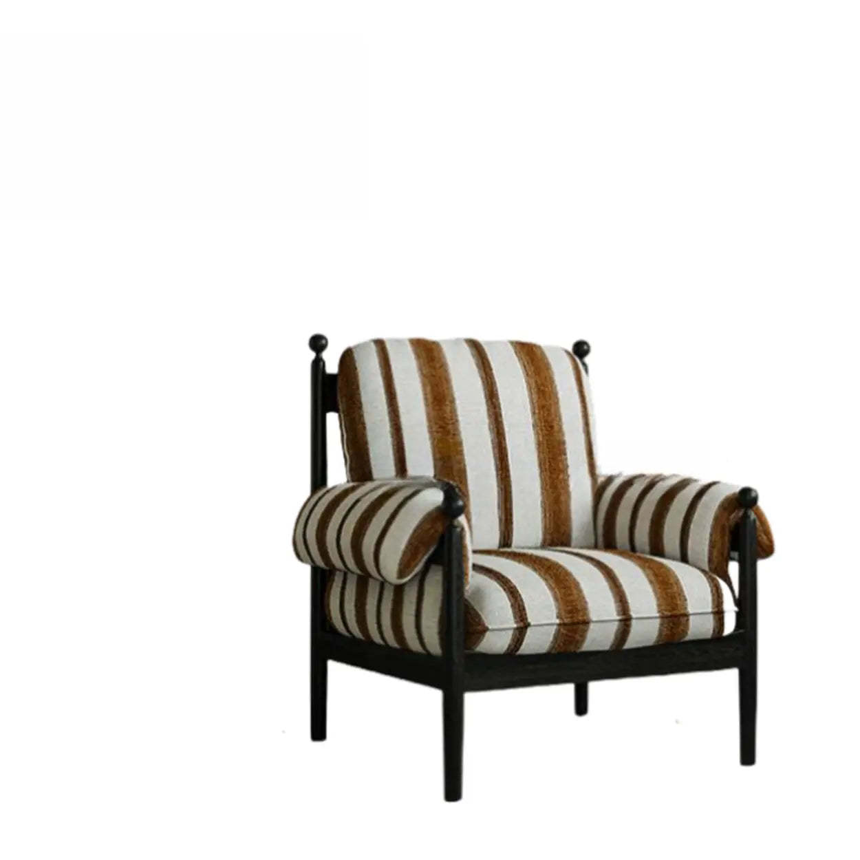 Modern Striped Brown Armrest Chair with Slipcover — Grey