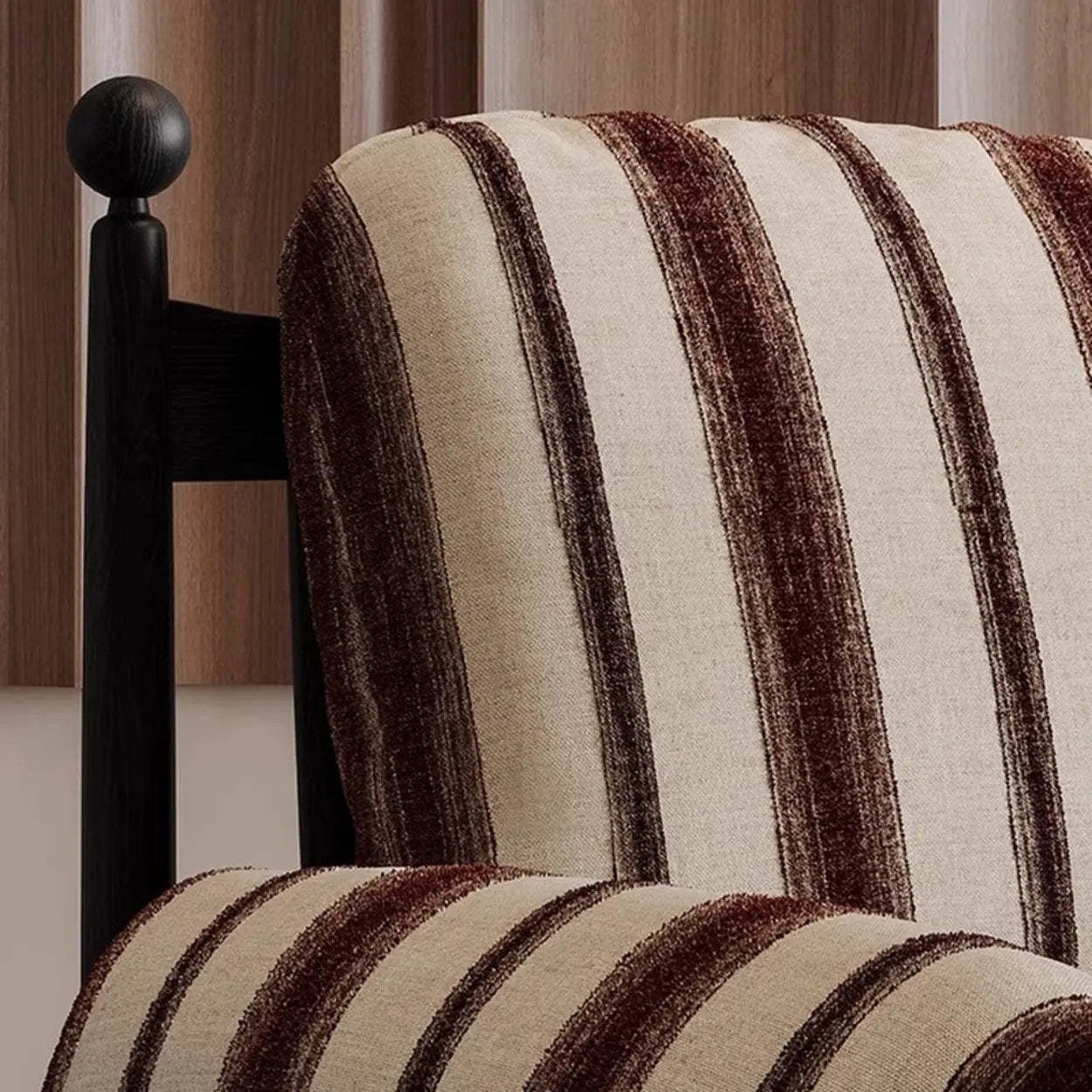 Modern Striped Brown Armrest Chair with Slipcover