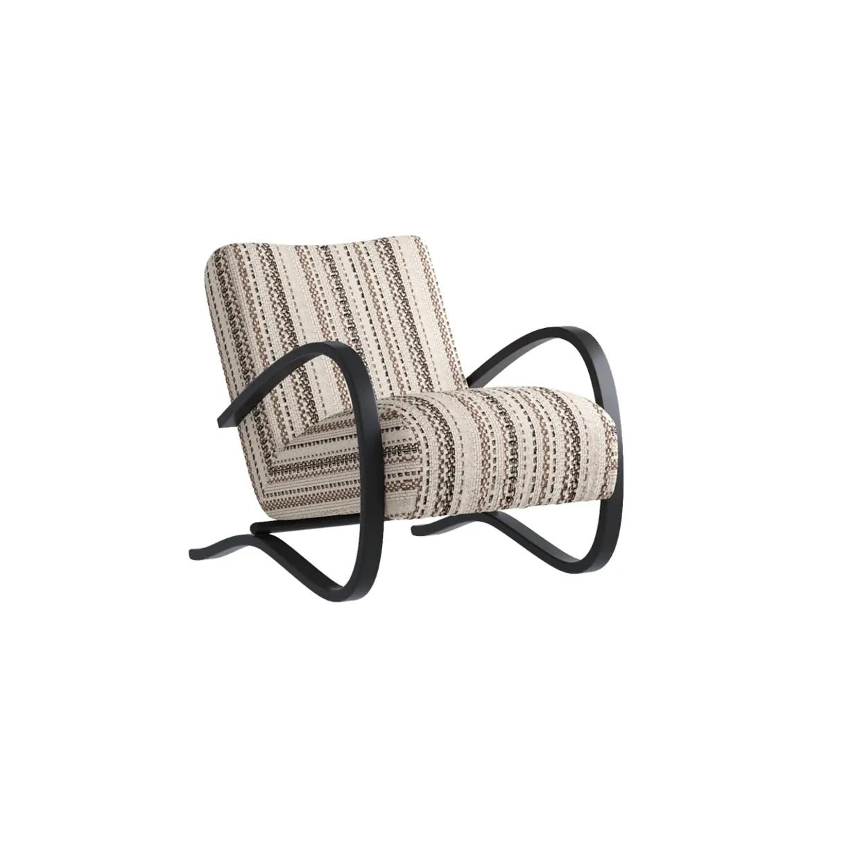 Modern Striped Reclining Lounge Chair with Curved Arms