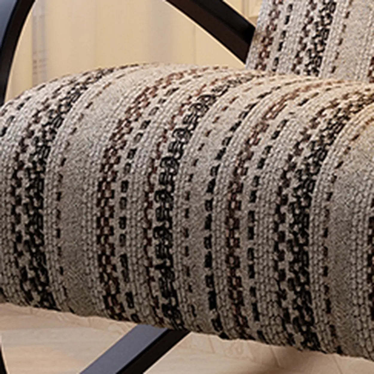 Modern Striped Reclining Lounge Chair with Curved Arms